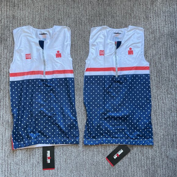 Lot of 2 New Men's Small Compressport IRONMAN TR3 Tank Top Triathlon Singlets - Picture 1 of 3